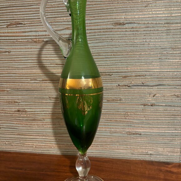 Vintage Green Glass Decanter - Picture 2 of 5